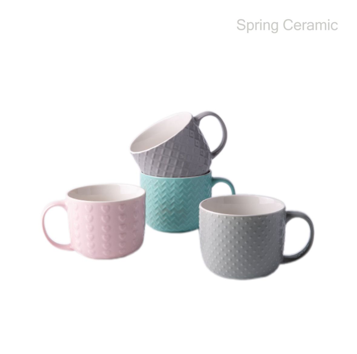 Embossed Color Glaze Ceramic Soup Mug SP2304-013 - SPRING CERAMIC