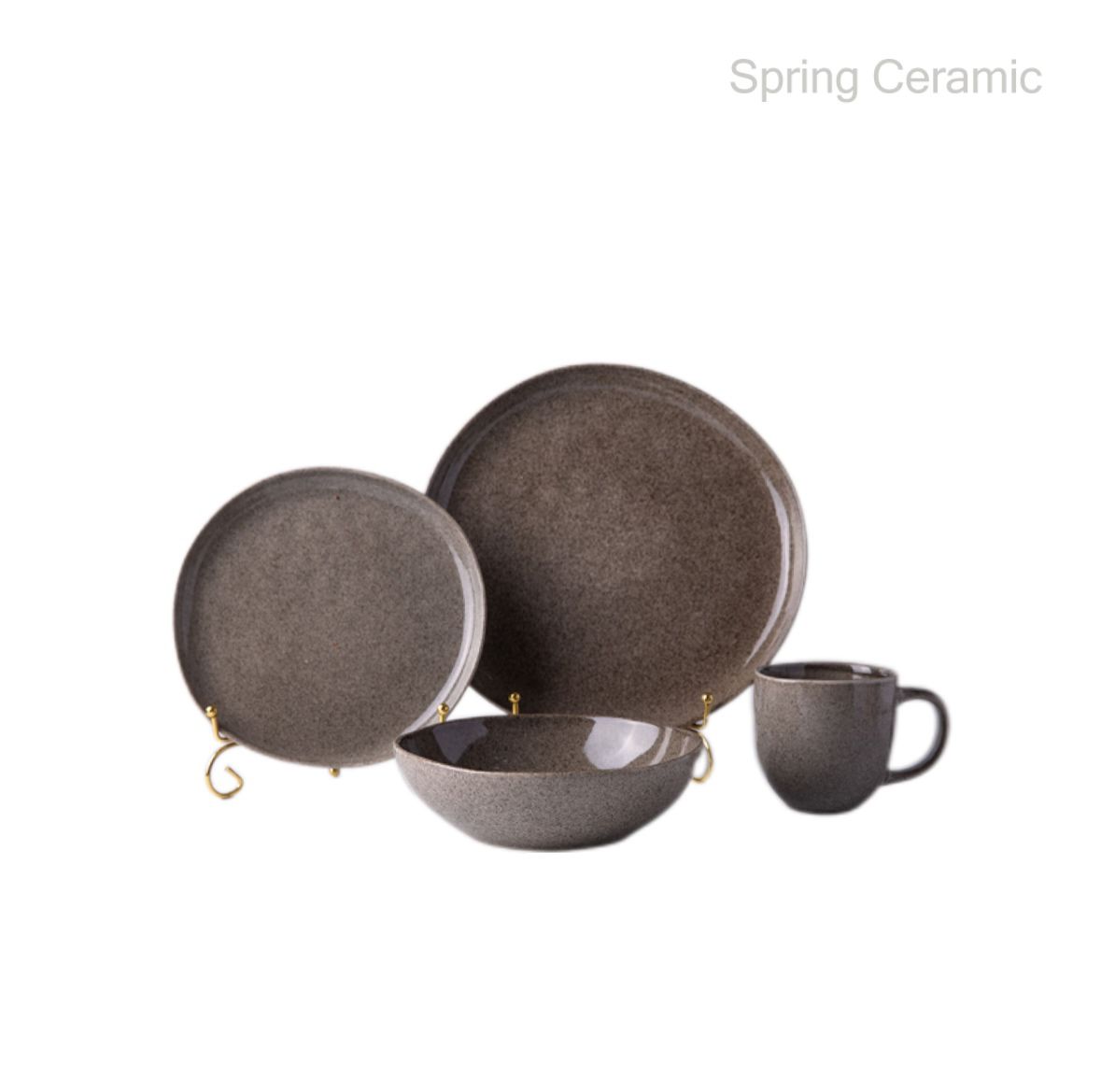 Ceramic Reactive Glaze Dinner Set Grey Color – SPRING CERAMIC