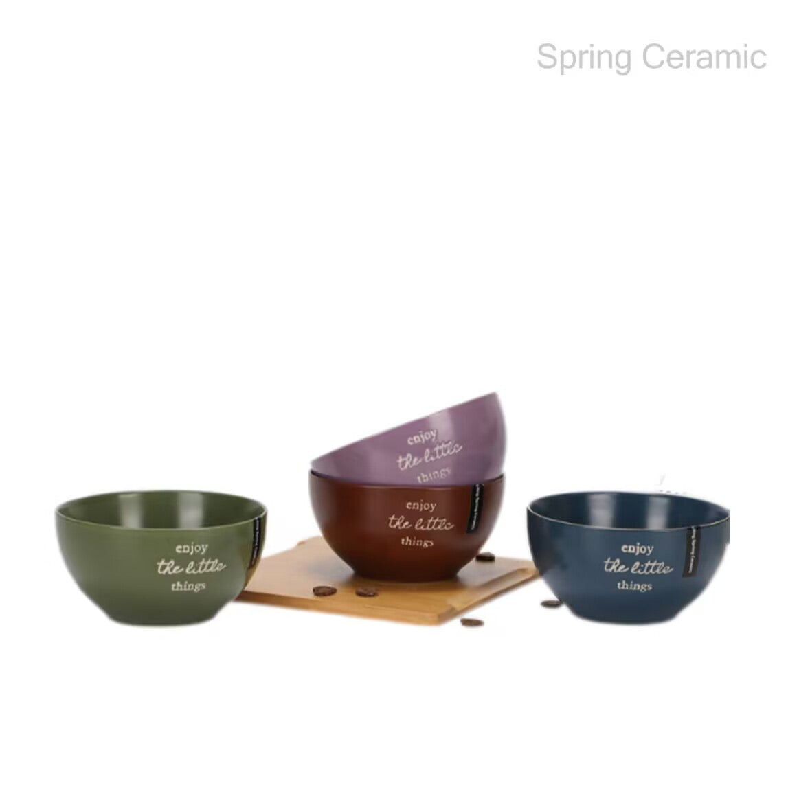 650ml bowl,silk design bowl,with the word "enjoy the eittee things" - SPRING CERAMIC