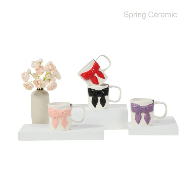375ml new bone china mug with bowknot design