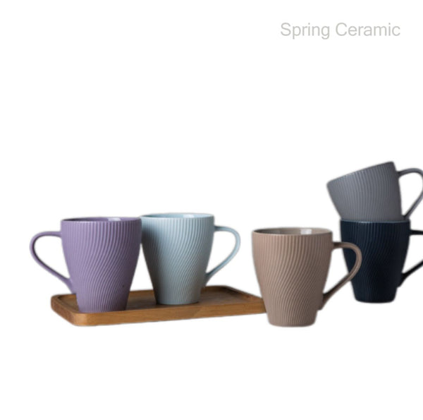 Embossed Color Glaze 400ml Mug SP202404-004 - SPRING CERAMIC