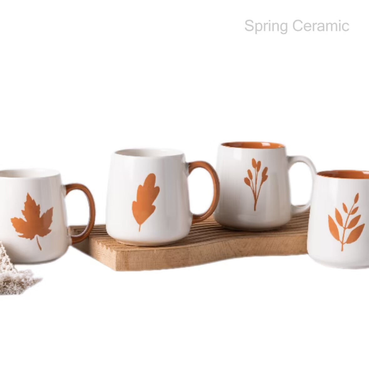Autumn leaf design double mold mug - SPRING CERAMIC