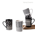 White and black big capacity silk design mug - SPRING CERAMIC