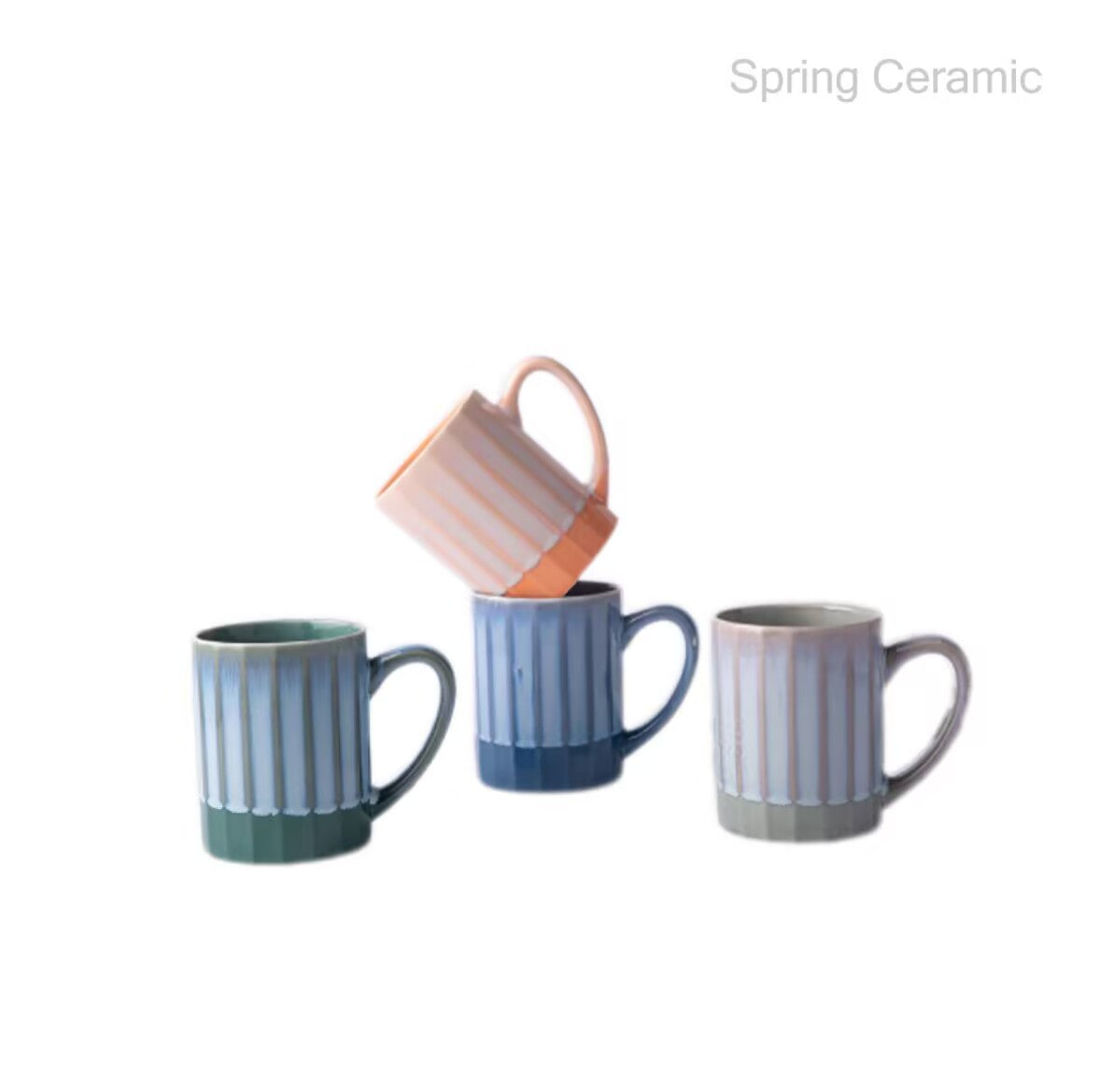 Embossed Reactive Color Glaze Ceramic Mug SP2304-016 - SPRING CERAMIC