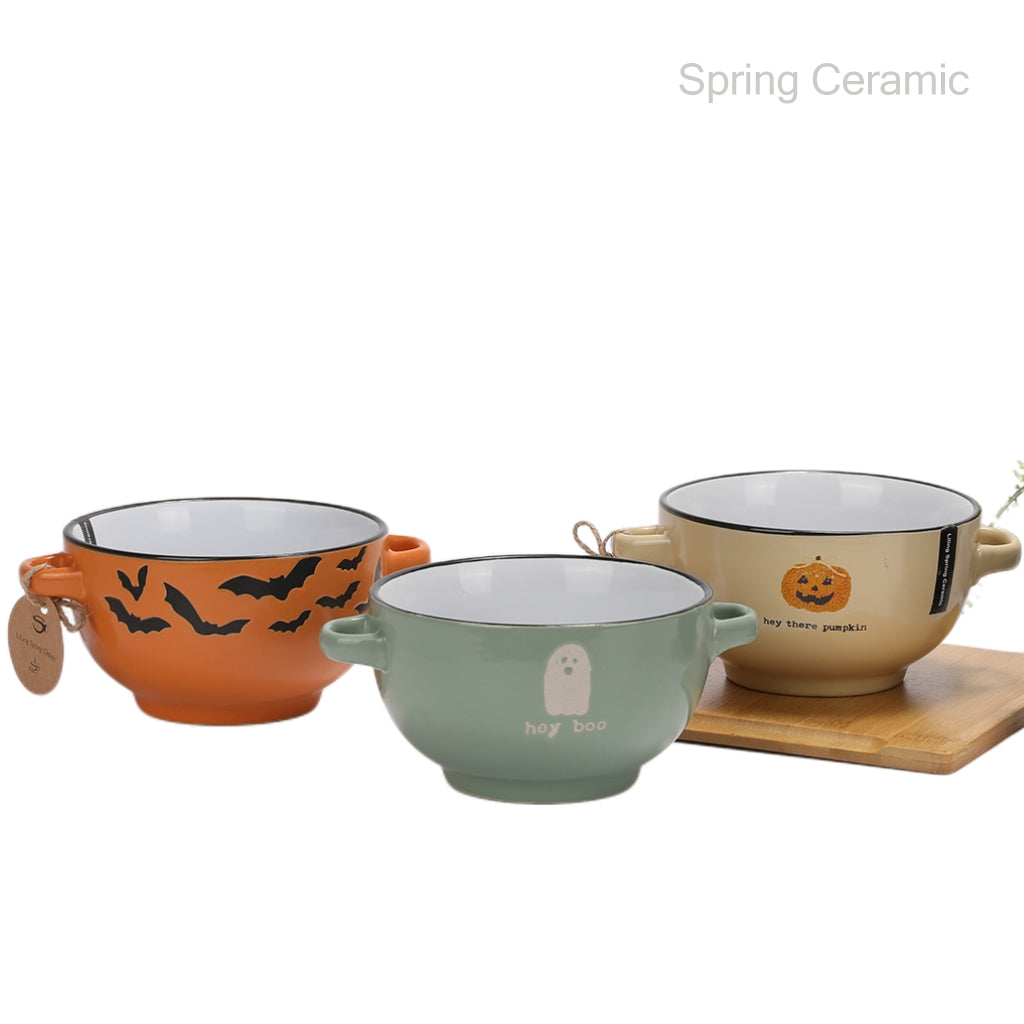 Halloween design double ear bowl soup bowl - SPRING CERAMIC