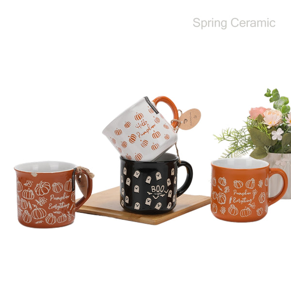 Pumpkin color and silk design mug for Halloween - SPRING CERAMIC