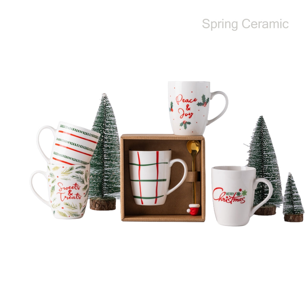 Christmas mug with spoon set - SPRING CERAMIC