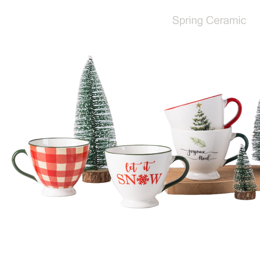 Christmas color rim and handle design mug - SPRING CERAMIC