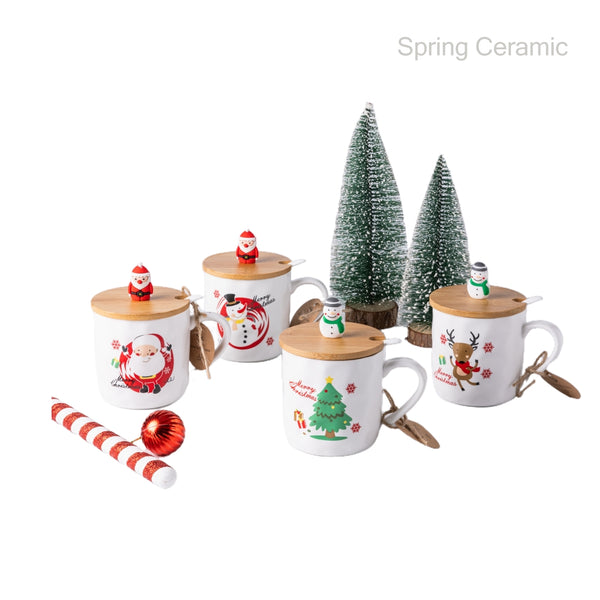 Christmas mug with bamboo lid - SPRING CERAMIC