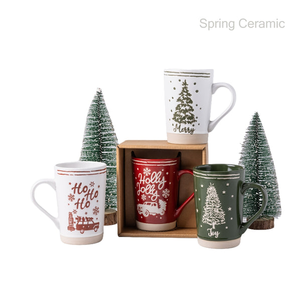 Christmas silk design mug with rough bottom - SPRING CERAMIC