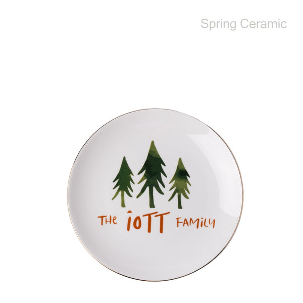 Christmas design plate with real gold rim - SPRING CERAMIC