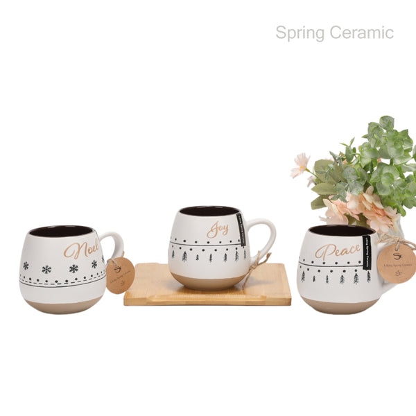 "Christmas“  400ml Travel Mug with the words "peace","joy","noel" - SPRING CERAMIC