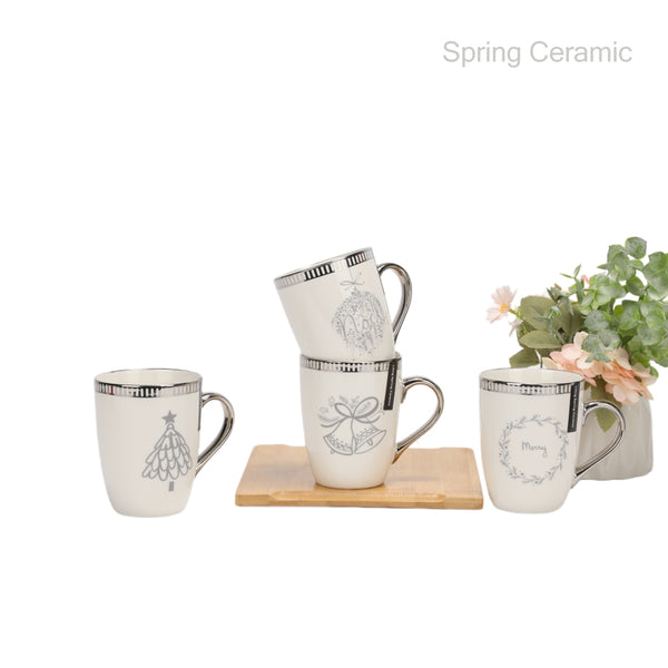 "Christmas“ 350ml Ceramic mug with electroplate gold handle - SPRING CERAMIC