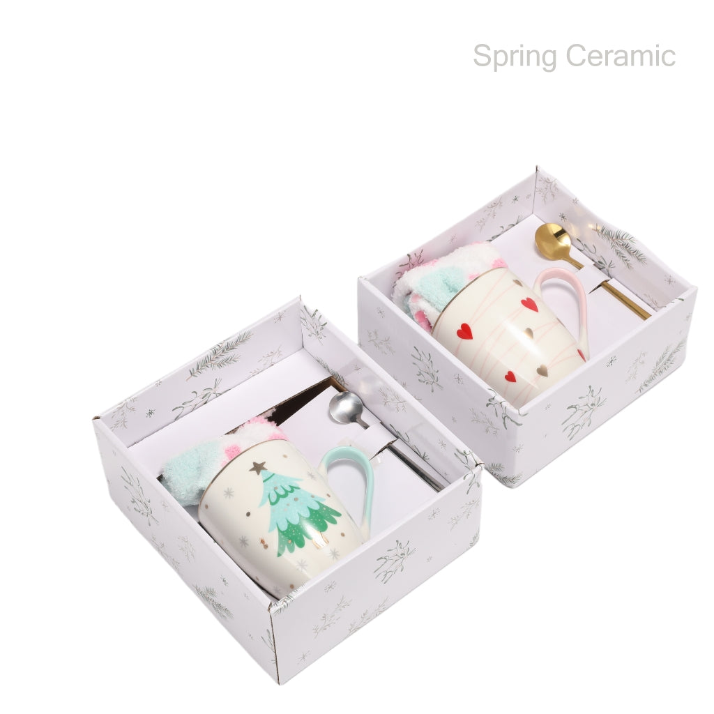 "Merry Christmas“  Mug Set With Spoon/Eye mask - SPRING CERAMIC